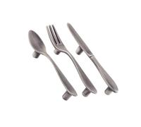 DIKACA 3 Pezzi Maniglie per Mobili Forma di Posate Maniglie Armadio in Lega di Zinco con Design Creativo Cucchiaio Forchetta e Coltello Resistenti e Adatte per Porte di Casa Colore Nero