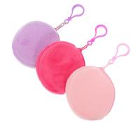 DIKACA 3 pezzi Portamonete in Tessuto con Cerniera Piccolo Borsello Tondo per Monete e Auricolari Borsellino Donna Leggero e Compatto con Gancio Colorati Rosa