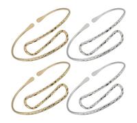 DIKACA 4 Pezzi Bracciali da Braccio a Forma di Onde Regolabili in Metallo Design a Onde Braccialetti Rigidi Aperto da Donna per Matrimonio e Feste Gioielli Minimalisti da Braccio