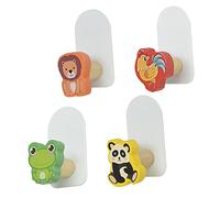DIKACA 4 pezzi Ganci da Muro Animali da Adesivi per Rana Panda Leone Appendiabiti Colorati per e Borse Facili da Installare per Camerette e Spazi Ristretti