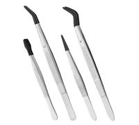 DIKACA 4 pezzi Pinzette in Acciaio Inox Antiscivolo con Punte in Silicone Set per Precisione Nail Art e Gestione Francobolli Monete Ciglia Finte per Uso Manuale e Artigianato