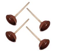 DIKACA 4 Pezzi Sturalavandini per WC con Manico in Legno, Set con Testina in Gomma a Nido d'Ape ad Alta Pressione, Attrezzi Idraulici per Bagno e Cucina, Strumento Professionale per