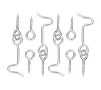 DIKACA 4 set Chiusura Gancio e Occhiello in Acciaio Carbonio per Porte e Finestre Sicurezza Antivento per Porte da Capanna Cancelli e Interni Montaggio con Viti Incluso