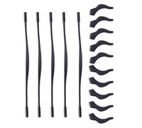 DIKACA 5 Set Cinturini Elastici in Silicone Antiscivolo per Occhiali da Supporto Sicuro con Ganci Auricolari Nero con Custodia Trasparente per Attività all Aperto come Bici e Sci