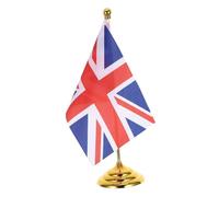 DIKACA Bandiera da Scrivania Regno Unito Mini con Asta e Base Stabile, Decorazione Patriottica Britannica Compatta per Ufficio, Riunioni ed Eventi Festivi