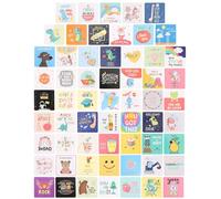 DIKACA Biglietti per Pranzo per 60 Pezzi Carta Colorata Messaggi Positivi e Cartoni Animati per Lunch Box e Feste Scolastiche