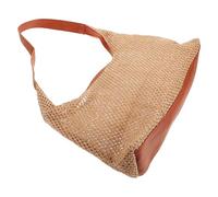 DIKACA Borsa Paglia Donna Elegante Marrone Borsa Tracolla Donna in Paglia Intrecciata Tote Bag Capiente per Spiaggia Shopping e Uso Quotidiano