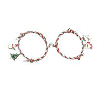 DIKACA Braccialetti di Coppia Natalizi Ciondoli, Braccialetti Regolabili in Nylon e Metallo, Accessori Coordinati per Feste e Regali Significativi di Natale