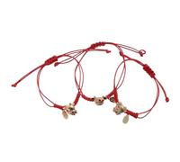 DIKACA Braccialetto in Corda Rossa Intrecciata Regolabile Ciondolo Bue Set da 3 Pezzi per Donna Accessorio Zodiacale Cinese Contro la Sfortuna