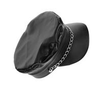 DIKACA Cappello Gangster Unisex in PU con in Piatto Vintage con Corta Cappello Capitano Retrò per Halloween e Cosplay