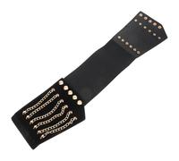 DIKACA Cintura Corsetto Larga Elastica da Donna Nera con Occhielli in Metallo, Cintura Dimagrante per la Vita con Elastico Confortevole, Accessorio Moda Versatile per Abiti e Outfit