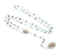 DIKACA Collana Rosario da Uomo e Donna in Lega Robusta Perline, Croce e Immagine Sacra di Guadalupe Verde, Gioiello Versatile per Outfit Casual e Formali, Accessorio Religioso e Regalo