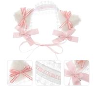DIKACA Fascia Capelli con Orecchie da in Pizzo Rosa Cerchietto Kawaii per Cosplay e Feste Lolita Accessorio Leggero e Confortevole per Party e Foto