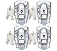 DIKACA Fibbia per Cassa in Legno 4 Pezzi con Chiave Chiusura a Leva in Ferro Robusta Set di Fibbie per Casse e Scatole Sicurezza e Protezione per Trasporto e Stoccaggio