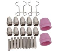 DIKACA Kit Materiali di Consumo per Taglio al Plasma 24 Pezzi, Ugelli in Acciaio Inox, Elettrodi e Cappuccio Protettivo Compatibili con Torcia Cut-60, Accessori per Lavorazioni Metalliche