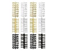 DIKACA Kit Numeri Orologio da Parete 12 Pezzi Numeri Romani e Arabi, Accessori Fai da Te in Nero, Oro e Argento per Quadranti Personalizzati, Ricambi per Orologi da Muro Uso Casa
