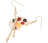 DIKACA Orecchini Vintage da Donna in Lega Oro Design Asimmetrico a Forma di Pennello e Tavolozza, Eleganti e Versatili per Artiste e Ragazze Creative