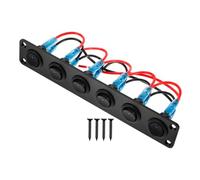 DIKACA Pannello Interruttori Marino Rocker Switch Panel 6 Gang Nero in Alluminio per Yacht e Barca, Facile da Usare per Auto e RV