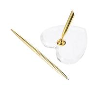 DIKACA Penna da Firma Dorata con Base Cuore in Acrilico per Guest Book Matrimonio Penna Sfera per Anniversari e Cerimonie Souvenir Elegante per Ricevimenti e Eventi Speciali