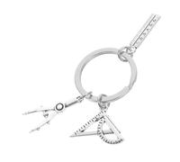 DIKACA Portachiavi in Metallo a Forma di Compasso e Righello, Ciondolo per Studenti di Ingegneria e Architettura, Accessorio Resistente in Lega come Regalo di Laurea per Uso Quotidiano