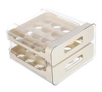 DIKACA Portauova in Plastica Trasparente Impilabile da Frigorifero 32 Scomparti Organizer Estraibile a Cassetto Base Antiscivolo per Conservazione Uova in Cucina e Famiglia