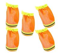 DIKACA Set 5 Pezzi Parasole per Casco in Rete Traspirante Fluorescente Arancione Striscia Riflettente Visiera per Protezione Collo per Lavoro all'Aperto e Sicurezza Visiva