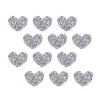DIKACA Toppe Decorativi a Forma di Cuore 12 Pezzi, Applique Adesive Lucide per Abbigliamento Fai da Te, Accessori Decorativi per Jeans, Giacche e Zaini Ragazze, Patch Riparazione Tessuto