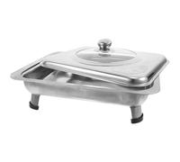 DIKACA Vassoio Buffet Rettangolare in Acciaio Inox con Coperchio Piatto Porta-Cibo per Mensa e Buffet Vaschetta per Snack e Frutta Uso Professionale per Catering e Feste