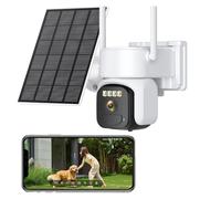 DIKAMAN Telecamere di sicurezza, Telecamera IP PTZ wireless 4G alimentata da pannello solare, 5 MP HD, batteria integrata, videosorveglianza esterna CCTV con lunga durata di standby(5MP NO SD Card)