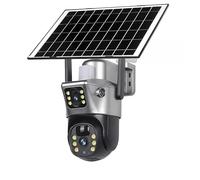 DIKAMAN Telecamere di sicurezza, Telecamera solare WiFi 4K 4MP con doppio obiettivo e schermo, telecamere CCTV rilevamento umano PIR, visione notturna, di sorveglianza a batteria(WiFi Cam No Card)