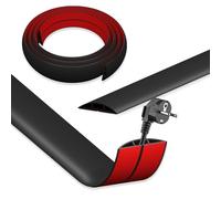 DIKARIYA Canalina per cavi nera autoadesiva, 6 cm x 1 m, flessibile, piccola canalina per cavi da pavimento in PVC, protezione per cavi da pavimento, resistente alle intemperie per esterni, copertura