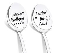 DIKARIYA Regalo per colleghi di Natale, 2 cucchiaini da caffè con incisione, regalo di addio ai colleghi di cambiamento di lavoro, miglior collega regalo di Natale, regalo di compleanno per colleghi