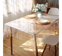 DIKARIYA Tovaglia PVC Trasparente, 140X210CM Copri Tavolo Trasparente, Pellicola Protettiva in PVC Lavabile, Impermeabile Tovaglia Plastica da Esterno, Protezione da Tavolo Matrimonio