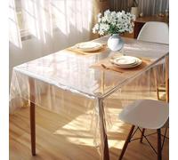 DIKARIYA Tovaglia PVC Trasparente, 140X220CM Copri Tavolo Trasparente Rettangolare, Pellicola Protettiva in PVC Lavabile, Impermeabile Tovaglia Plastica da Esterno, Protezione da Tavolo Matrimonio