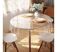 DIKARIYA Tovaglia Trasparente Lavabile, 120cm Rotonda Pellicola Protettiva per Tavolo Trasparente PVC 0,13mm Spessa Tovaglia Trasparente in Plastica Pellicola Trasparente Impermeabile e Antigrasso