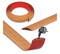 DIKARYA Canalina Passacavi Pavimento Legno, 1Mx5cm Protezioni per Cavi a Pavimento Flessibile Copricavi Autoadesivo PVC Passacavo a Pavimento Canalina per Cavi di Alimentazione a Casa, Ufficio, Scuola