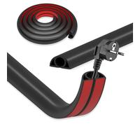 DIKARYA Canalina Passacavi Pavimento Nero, 1Mx2cm Protezioni per Cavi a Pavimento Flessibile Copricavi Autoadesivo Passacavo a Pavimento Canalina per Cavi di Alimentazione a Casa, Ufficio, Scuola