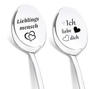 DIKARYA Lieblingsmensch, 2 cucchiai con incisione, regali di nozze per sposi, ti amo regali per uomini, regali di amore per te, regalo di anniversario per donne, fidanzate e coppie