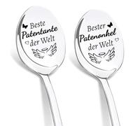 DIKARYA Regali di Pasqua per brevetti e patenoncoli, cucchiaino da caffè con incisione, miglior brevetto del mondo, cucchiaio regalo per padroni padrini domande per battesimo, compleanno