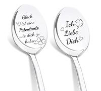 DIKARYA, regalo di Natale brevettato, 2 cucchiaini da caffè con incisione, la felicità è un brevetto come te, in acciaio inox, regalo per brevetto, miglior compleanno