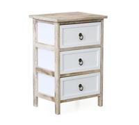 DiKasa Cassettiera in Legno di Abete 3 Cassetti con Struttura Naturale e Frontali Bianchi, Mobiletto Compatto Salvaspazio per Camera da Letto Ingresso Soggiorno e Ufficio, 36x28x54 cm