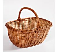 DIKASA Cesto di Vimini Spaccato con Manico Cesto Intrecciato a Mano Cesto Vuoto Rustico Cesto Rettangolare Cesto per Funghi Cesto per Frutta 37X30XH34 cm Vimini Naturale