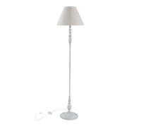 DiKasa Lampada da Terra Classica con Paralume in Tessuto Beige e Base in Metallo Grigio, Design Elegante e Minimal per Soggiorno Camera da Letto e Angolo Lettura 38x154 cm