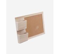 DiKasa Pannello Memo da Parete in Sughero con Cornice in Legno Marrone, Bacheca Organizer con 2 Scomparti per Penne e Documenti, Lavagna Promemoria Ufficio Casa 49x29 cm