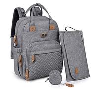 Dikaslon Borsa Zaini fasciatoio, Zainetto fasciatoio grande multifunzione Borsa bebè con fasciatoio portatile, porta ciuccio e cinturini per passeggino, per mamma e papà (grigio)