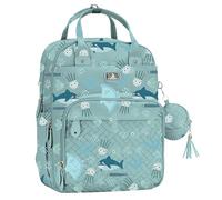 Dikaslon Zaino per pannolini con fasciatoio portatile, custodia per ciuccio e cinghie per passeggino, grandi borse unisex per bambini e ragazze, zaino da viaggio multiuso per mamme e papà, Green Sea
