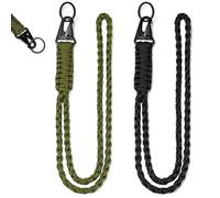 DIKEBAO 2 Pezzi Cordino in Paracord Cordino Portachiavi Intrecciato Cordino da Collo per Chiavi Carte d'Identità Biglietti da Visita Torce Elettriche Portafogli, Fischietti, Verde e Nero