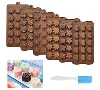 DIKEBAO 6 Pezzi Stampi per Cioccolatini in Silicone Antiaderente 15 Cavità con Spatola per Caramelle Cioccolato Burro di Arachidi, 11 Forme
