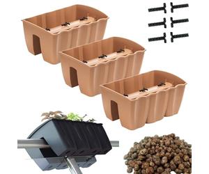 DIKEL 3x box per ringhiere - vaso per fiori da interno ed esterno - vaso per fiori - vaso per balconi - vaso decorativo - DCRO400 + argilla espansa 5l - 280x395x200mm - terracotta