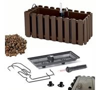 DIKEL Fioriera 38x18x16,5 cm da balcone con sistema di irrigazione e tappi di drenaggio | Vaso per giardino moderno, protegge le radici e previene il ristagno d'acqua | Marrone